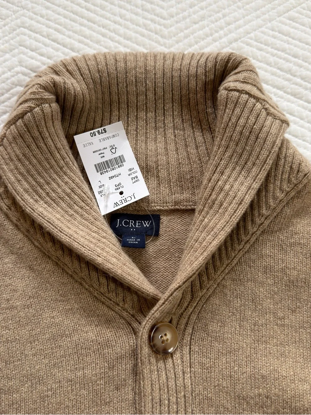 J. Crew Men's Shawl Collar Sweater - Taupe